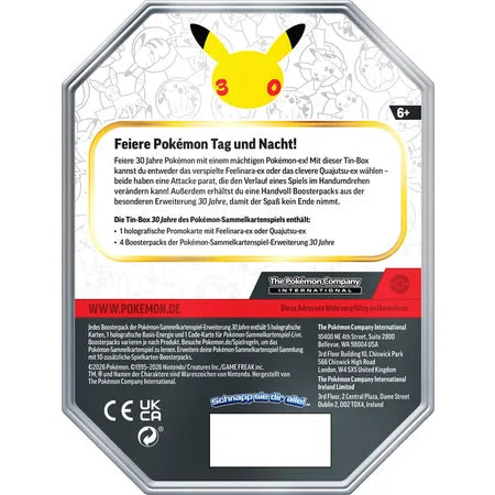 Pokémon Tin-Box mit Quajutsu-ex 30 Jahre Deutsch