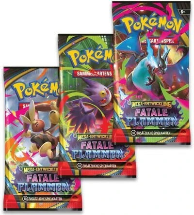 3er Bundle Pokemon - Mega-Entwicklung - Fatale Flammen Booster DE