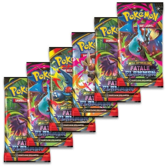 6er Bundle Pokémon - Mega-Entwicklung - Fatale Flammen Booster DE